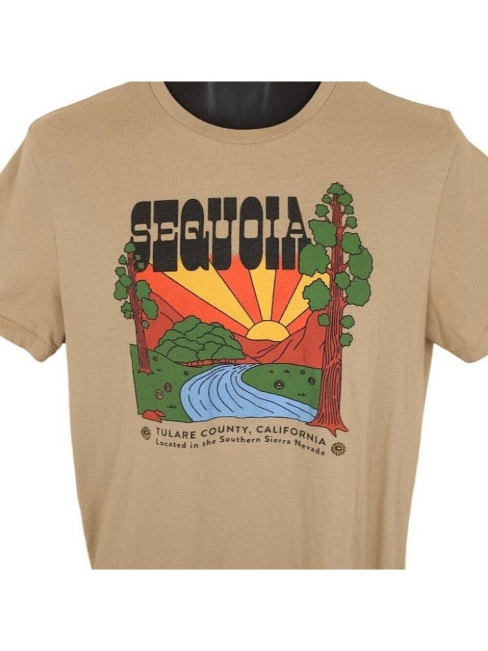 Sequoia National Park T Shirt Mens Size Medium Beige Giant Forest Nature Tee